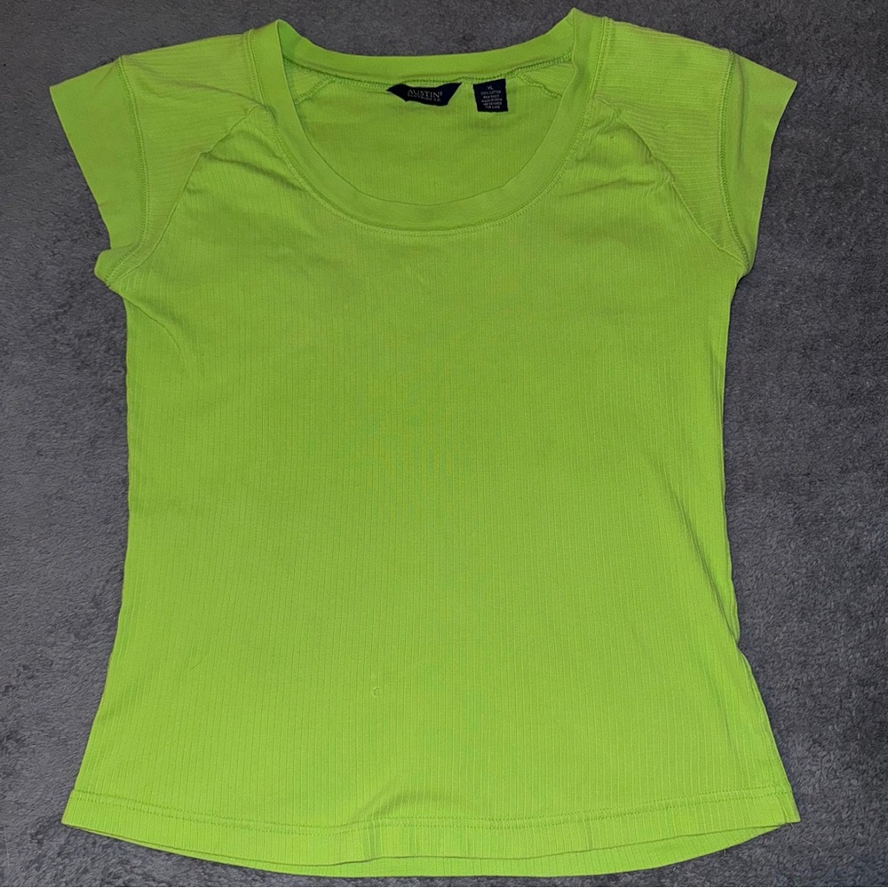 y2k lime green ribbed top